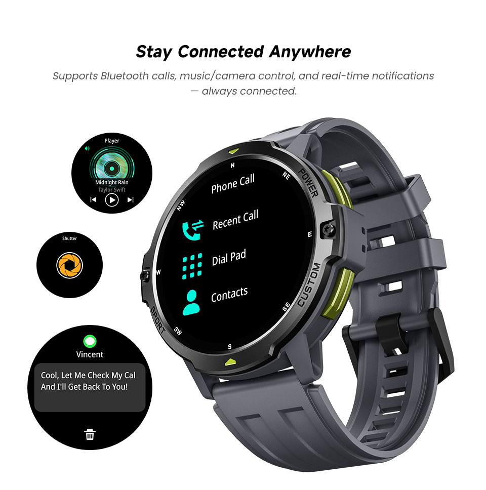 Altimeter Compass Watch - 2026 НОВЫЕ GPS Смарт-часы 1,46-дюймовый AMOLED-дисплей