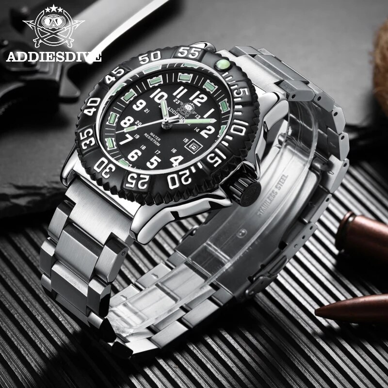 Solar Powered Watch - Мужские модные повседневные часы Addies Dive,