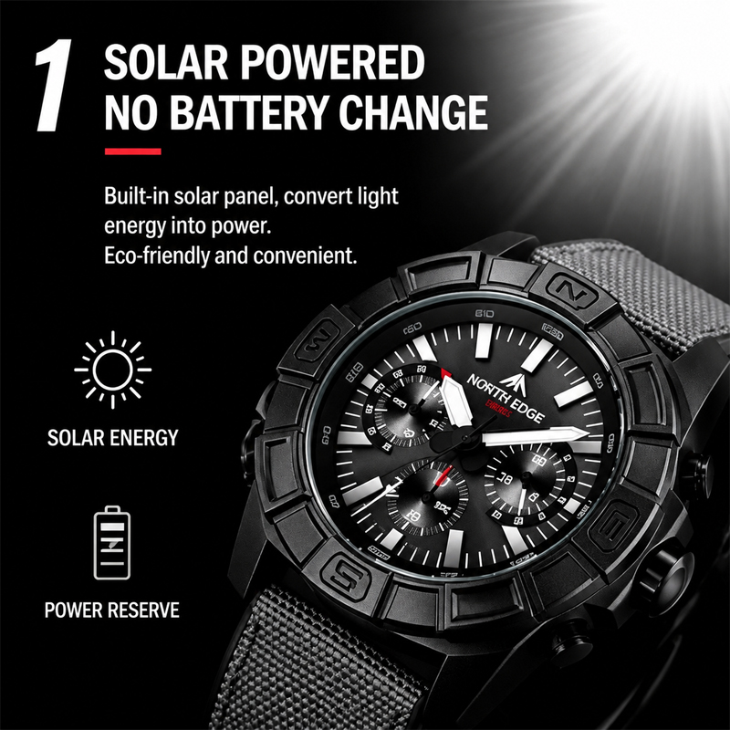 NORTH EDGE BLAZE – мужские час – обзор и цена Solar Powered Watch