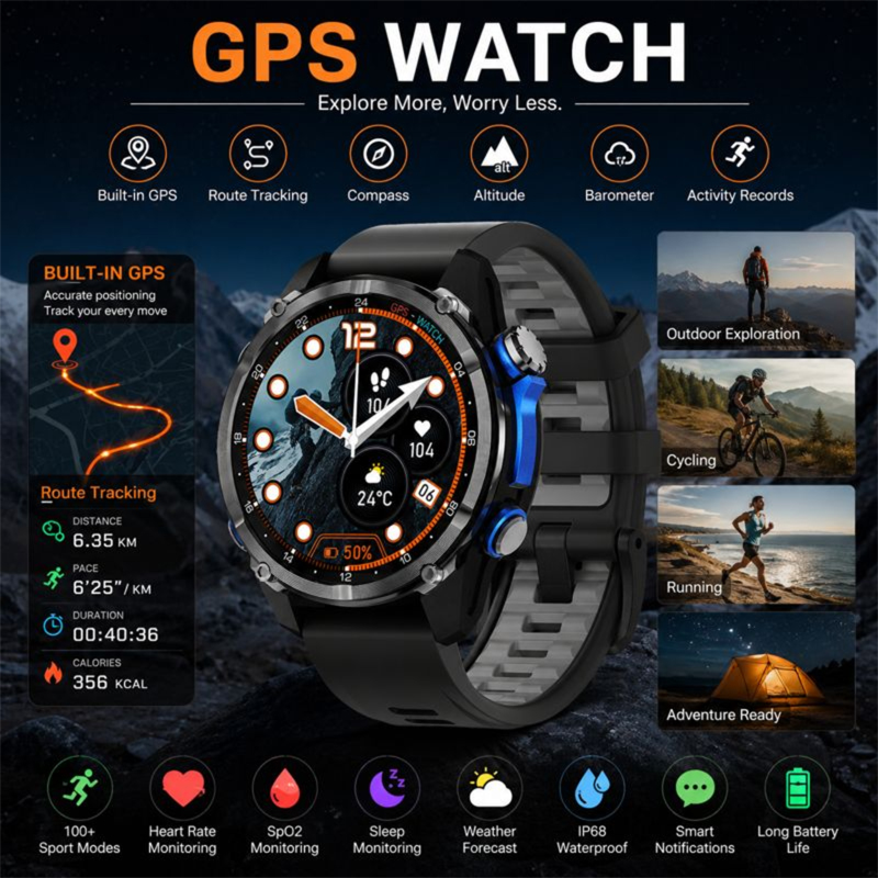 Смарт-часы HD350 Pro военного  – обзор и цена Altimeter Compass Watch